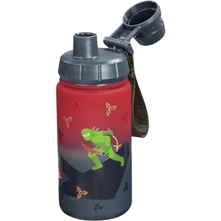 Step by Step Trinkflasche „Warrior“, rot, BPA-frei, 0,55 Liter, geeignet für heiße und kohlensäurehaltige Getränke, für Schule und Kindergarten – Bild 1