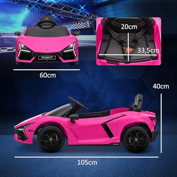 AIYAPLAY Elektro-Kinderauto 12V, mit 2,4G Fernbedienung, Musik, Leuchte, USB/MP3-Anschluss, Belastbarkeit 25 kg, (1-tlg), bis 5 km,h, für Kinder 3-5 Jahre, Rosa – Bild 5