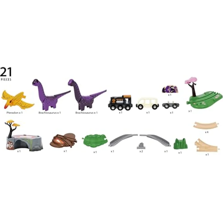 BRIO® Dinosaurier Abenteuer-Set, Spielzeugeisenbahn-Erweiterung BRIO® WORLD, 21-teilig, FSC® - inklusive Lavahöhle und Spielzeug-Dinosauriern – Bild 4