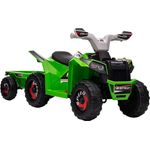 HOMCOM Elektro-Kinderquad Elektro-Quad, Kinderfahrzeug mit Anhänger, abriebfeste Räder, Grün, Belastbarkeit 25 kg