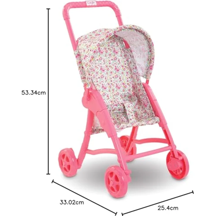 Corolle Puppenbuggy, Puppenwagen im Blumenmuster mit verstellbarem Sonnendach, geeignet für 30 cm Puppen, ab 18 Monaten – Bild 10