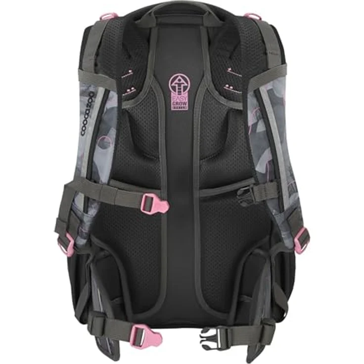 coocazoo Schulrucksack Mate „Bubble Brush”, grau-rosa, ergonomischer & anpassbarer Tornister, höhen- & größenverstellbar, mit Brustgurt & Hüftgurt, ab der 3. Klasse – Bild 2