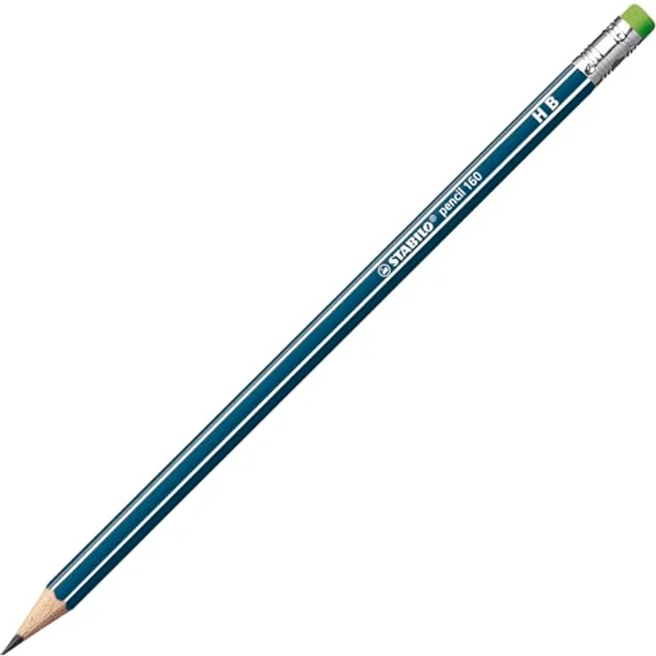 STABILO pencil 160, Bleistift mit Radierer, 10er Pack in gelb, orange, blau, petrol, pink, Härtegrad HB – Bild 2