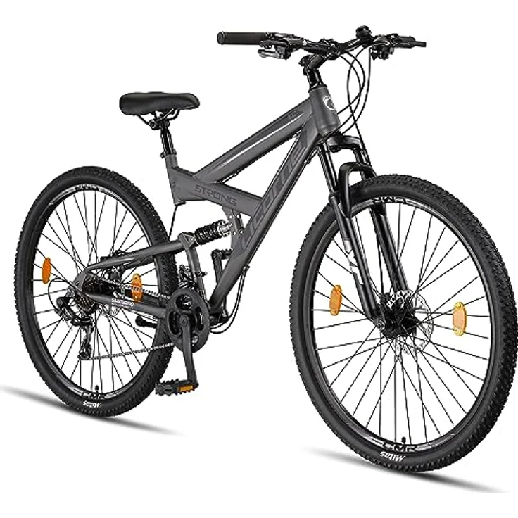 Licorne Bike Strong 2D Premium Mountainbike in 26, 27.5 und 29 Zoll Fahrrad für Jungen Mädchen Damen und Herren Scheibenbremse vorne und hinten 21 Gang Schaltung Vollfederung (29 Zoll, Anthrazit) – Bild 1