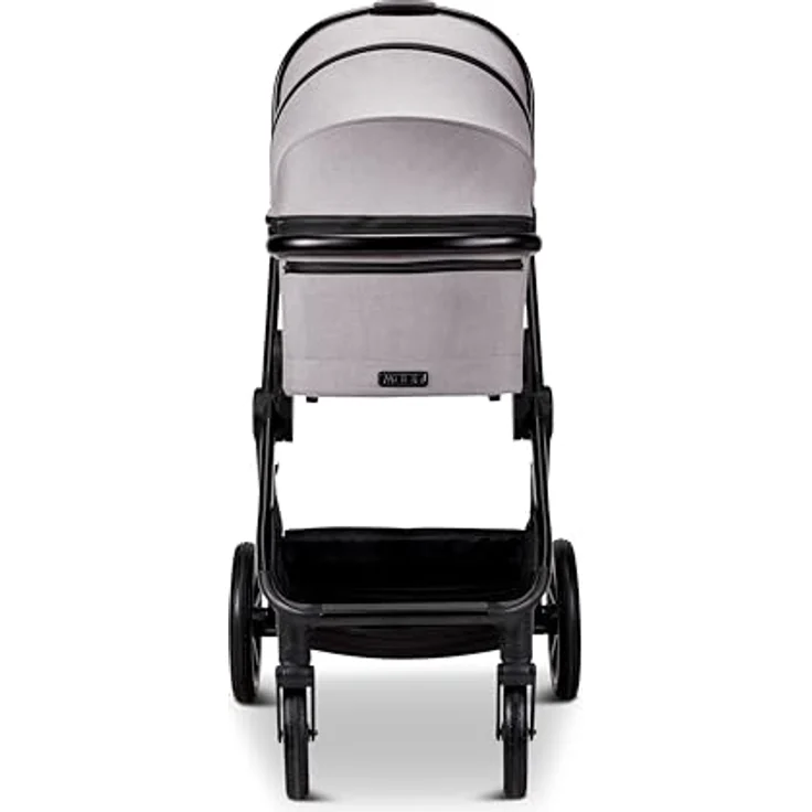 MOON Kombikinderwagen Aura stone/melange, 2 in 1 Kinderwagen mit höhenverstellbarer Babywanne, 180° Schlafposition, inkl. Wickeltasche und Regenverdeck – Bild 4