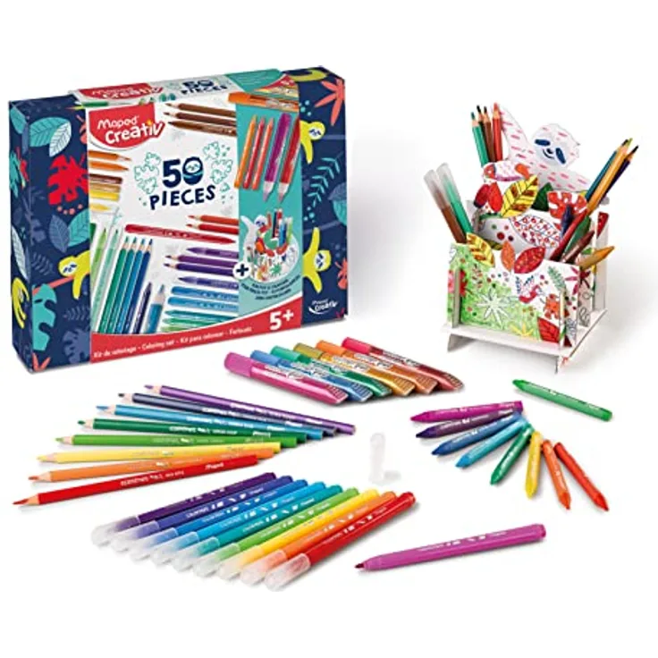 Maped CREATIV - großes Mal- und Bastel-Set 50-tlg. - inkl. Stifte-Köcher zum selbst gestalten, 907037