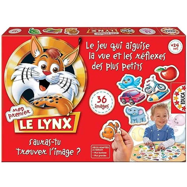 Educa Mein erstes Lynx-Spiel, Denkspiel mit 36 Bildern, französische Version
