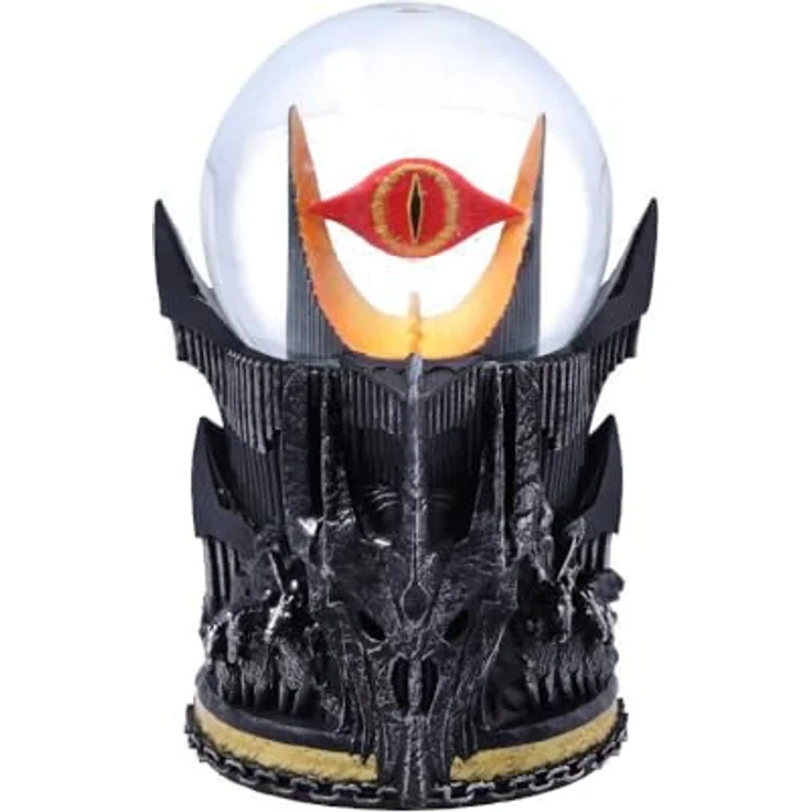 Nemesis Now Herr der Ringe Sauron-Schneekugel, grau, 18 cm mit Flaming Eye und eingeprägtem Ringtext – Bild 1