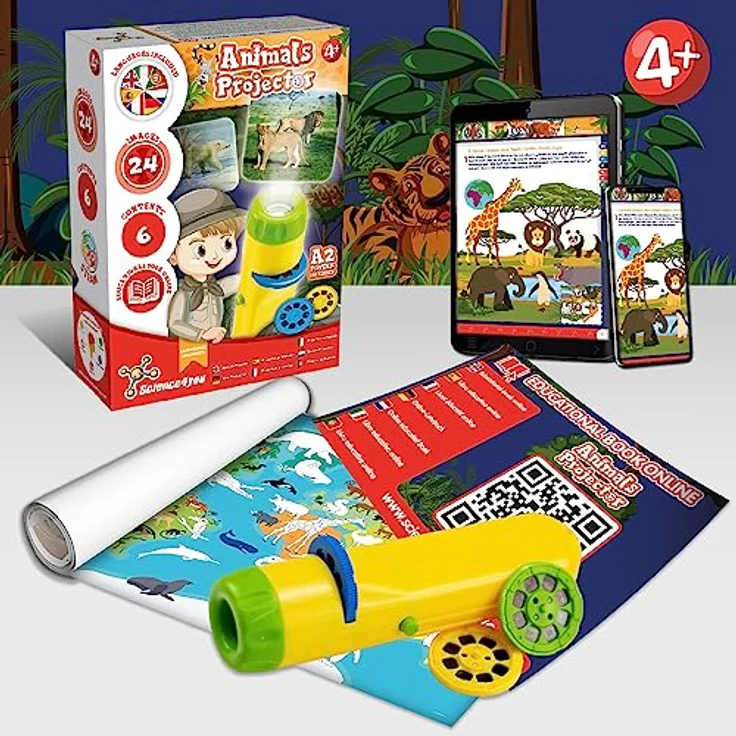 Science4you Tier Taschenlampe, Projektor Lampe mit 24 Bildern und A2-Tierposter, Lernspielzeug für Kinder ab 4 Jahren – Bild 3