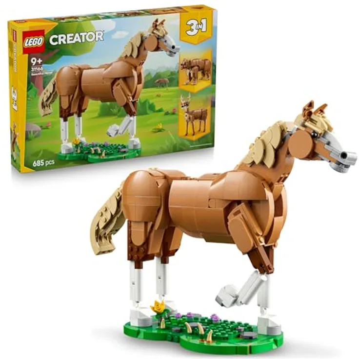 LEGO Creator 3in1 Prächtiges Ross, Tierfigur zum Bauen, verwandelt in Bär oder Hirsch, ab 9 Jahren, 31166