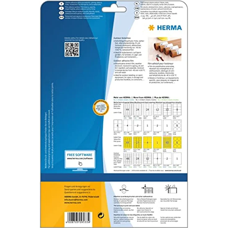 HERMA Folien-Kraftklebe-Etiketten 9533, weiß, 120 Stück, 99,1 x 42,3 mm, bedruckbar, reißfest, wasserabweisend, temperaturbeständig – Bild 2