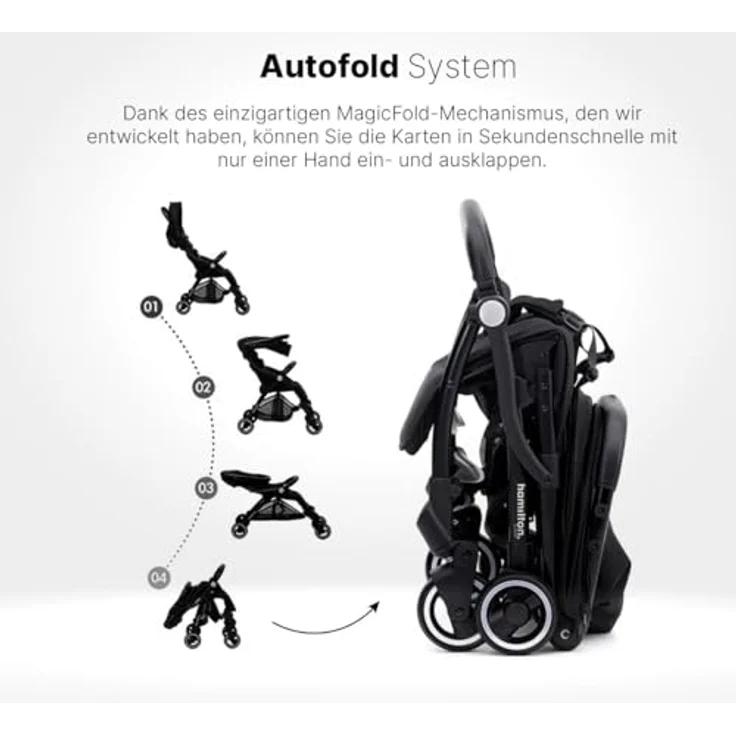 Hamilton by Yoop X1 Plus Kinderwagen - Modell 2023 - Leicht, verstellbar und wendig - Premium Buggy mit Einhand-Falttechnik - Belastbar bis 22 kg - Khaki – Bild 4