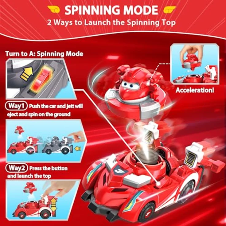 Super Wings EU770310, Spinning Jett & Vehicle, 14 cm großes Spielfahrzeug mit 2 Modi, inkl. Mini-Jett zum Abschießen, für Kinder ab 3 Jahren – Bild 5