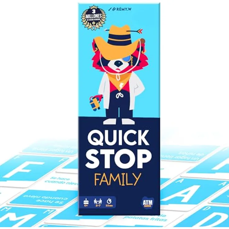 ATM Gaming Quickstop Family – Brettspiel für die ganze Familie, dynamisch und lustig, für Kinder und Erwachsene, umweltfreundlich aus FSC-Papier, ideales Geschenk