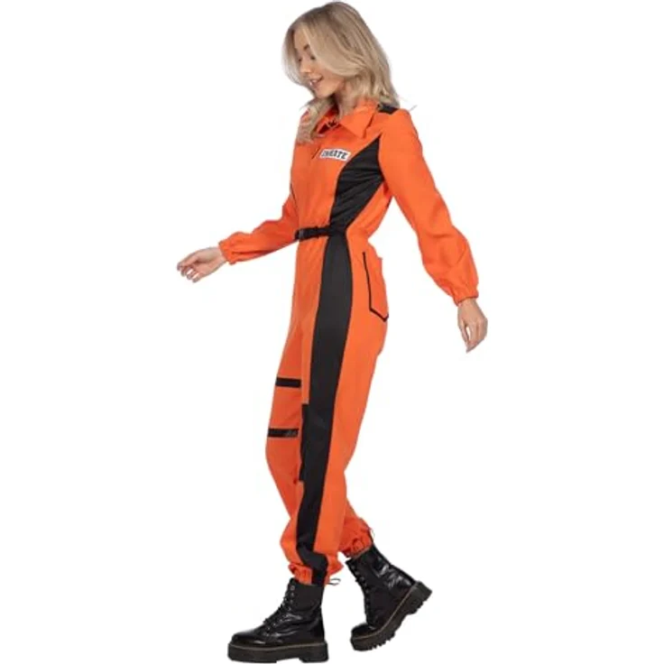 WILBERS & WILBERS 4702 Gefängnis Overall Damen, orange, Einteiler mit sportlichen Details und authentischer Verarbeitung für Karneval und Mottopartys – Bild 2