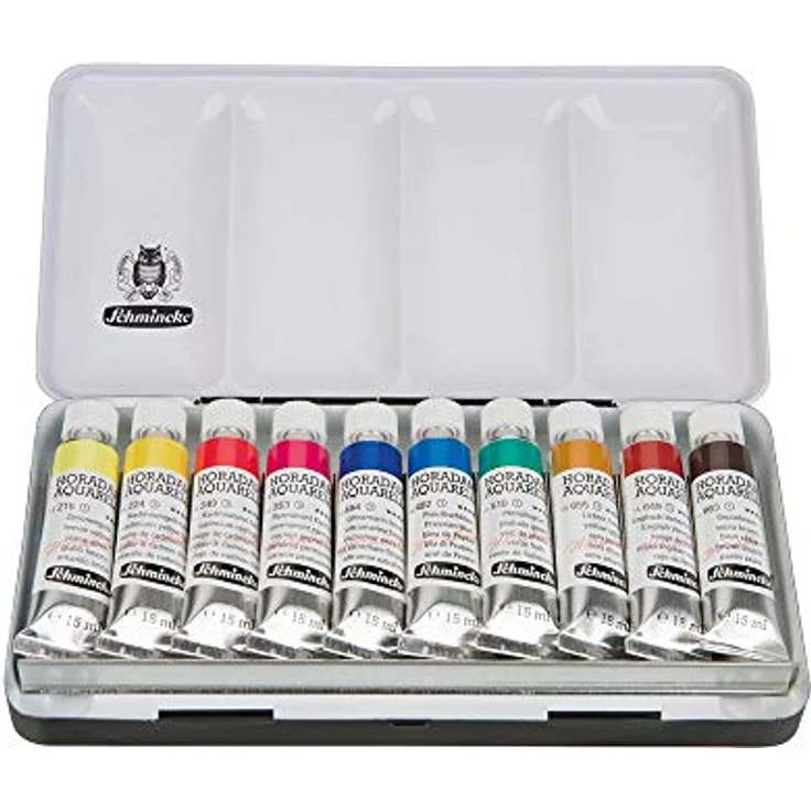 Schmincke HORADAM AQUARELL Farbkasten, 10 x 15 ml Tuben, Metallkasten mit 10 Aquarellfarben, ideal für Künstler und Hobbyisten – Bild 4