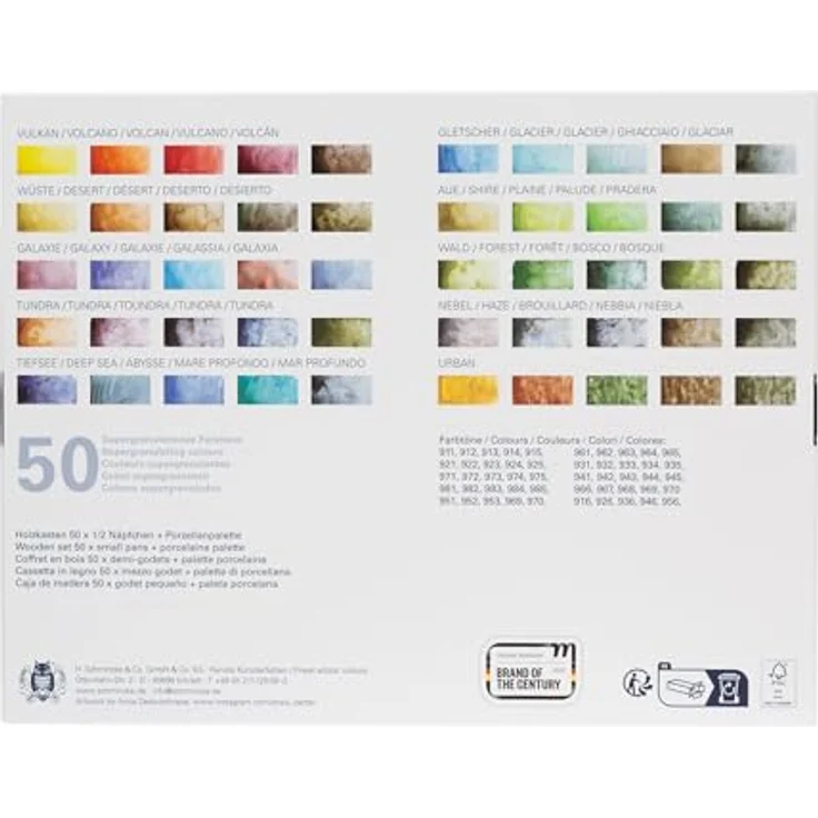 Schmincke HORADAM® AQUARELL Holzmalkasten mit 50 supergranulierenden Aquarellfarben in halben Näpfchen - nussbaumgebeizt - 74 450 097 – Bild 5