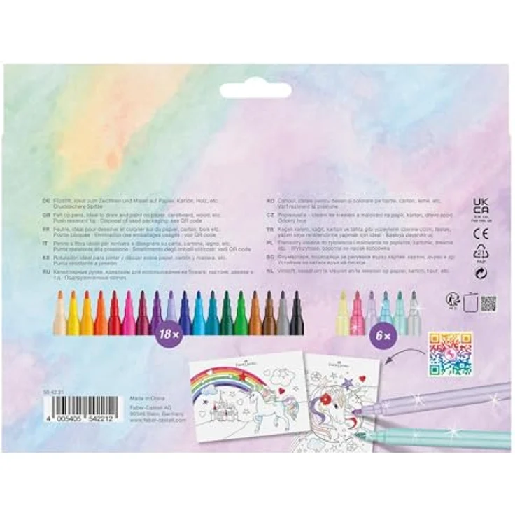 Faber-Castell Filzstifte, limitierte Edition, Einhorn, 18 Farben, 6 Glitzer – Bild 2