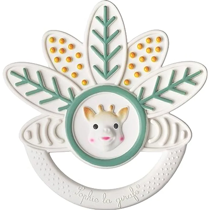 Sophie la girafe Mille-Feuille-Beißring, 5-Wege-Serie, 100% Naturkautschuk, für das Zahnen und den Geschmackssinn, Blätterbeißring, grün