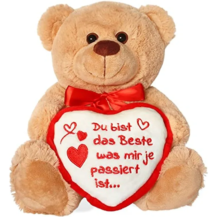 matches21 HOME & HOBBY Teddybär mit Herz Du bist das Beste was Mir je passiert ist 25 cm hellbraun/beige - Kuscheltier Geschenkidee Freundin