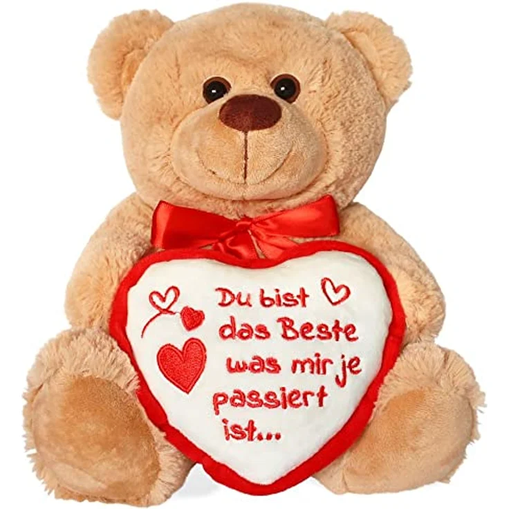 matches21 HOME & HOBBY Teddybär mit Herz Du bist das Beste was Mir je passiert ist 25 cm hellbraun/beige - Kuscheltier Geschenkidee Freundin – Bild 1