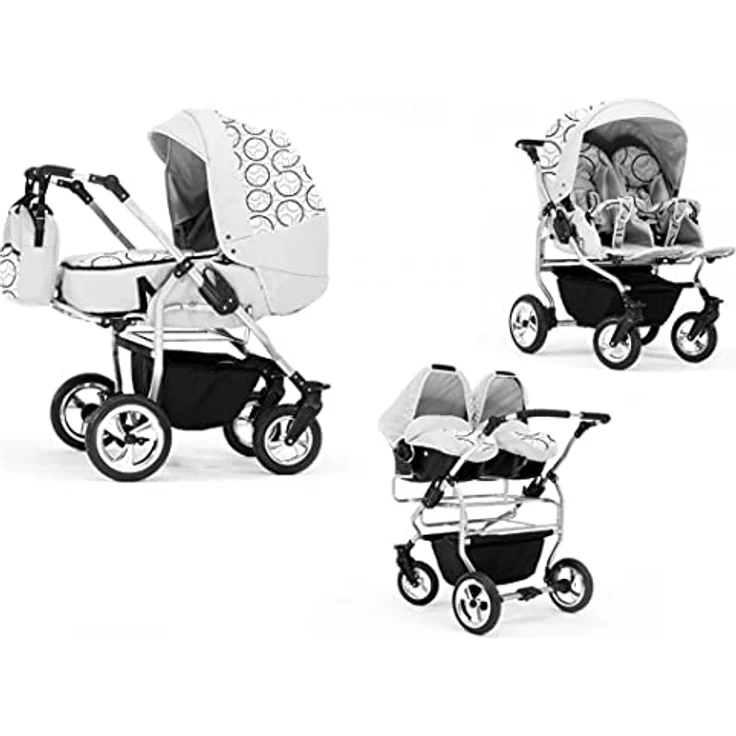 Elcar Zwillingskinderwagen 4 in 1 Duo inkl. Autositze - 13 Teile - in 20 Farben – Bild 1