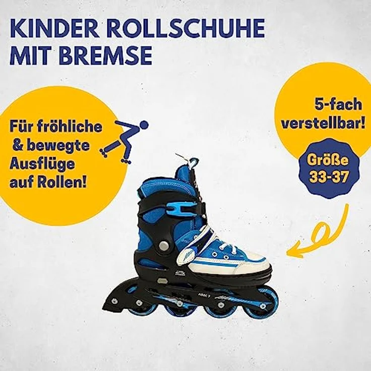 Best Sporting Inline Skates Kinder I Rollschuhe größenverstellbar I robuste Inliner für Jugendliche mit Bremse I schwarz/blau I Rollerskates Schuhe Kinder I Inliner mit 4 Rollen – Bild 2