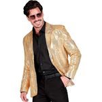 W WIDMANN MILANO Party Fashion Jackett mit Pailletten in Gold, Anzugjacke für Herren, Größe XL, für Karneval und Schlagermove