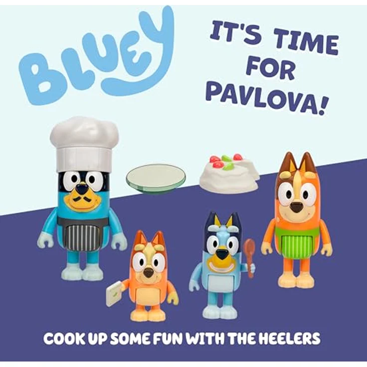 BlueY Es ist Zeit für Pavlova, 4er-Figurenpackung „Café-Wettkampf“ mit beweglichen Gelenken, enthält Bingo, Bandit (mit Chefkochmütze), Chilli und 2 Zubehörteile, 6-7,6 cm groß – Bild 2