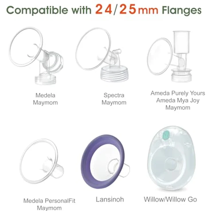 13 mm Maymom Flanscheinsätze (lang), kompatibel mit Freemie 25 mm Flanschen; kompatibel mit 24 mm Medela PersonalFit Flansch, Spectra 24 mm Flansch, Willow Willow Go 24 mm Tasse, 2 Stück/Packung – Bild 7