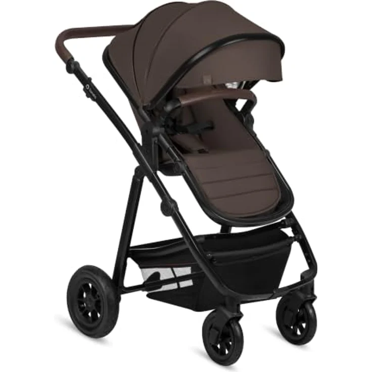 Lionelo Amber Kombikinderwagen 3 in 1, mit Sportwagenaufsatz, Babywanne, Autositz, Tasche, Moskitonetz, Regenschutz - Brown Chocolate – Bild 3
