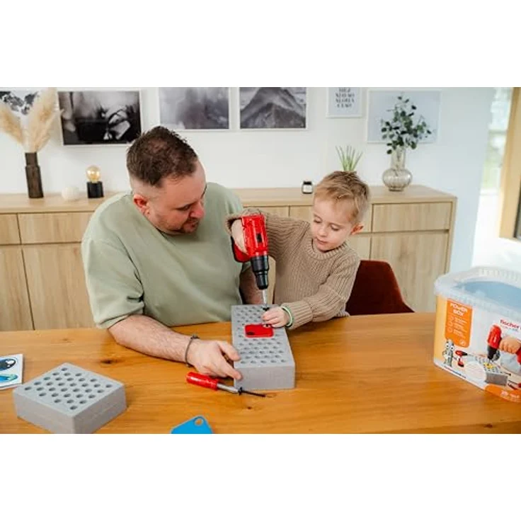fischertechnik Fischer for Kids Power-Box 579436, Spielwerkzeugset für Kinder ab 3 Jahren mit elektrischem Akkuschrauber, DuoKID Dübel und Schraubendreher – Bild 4