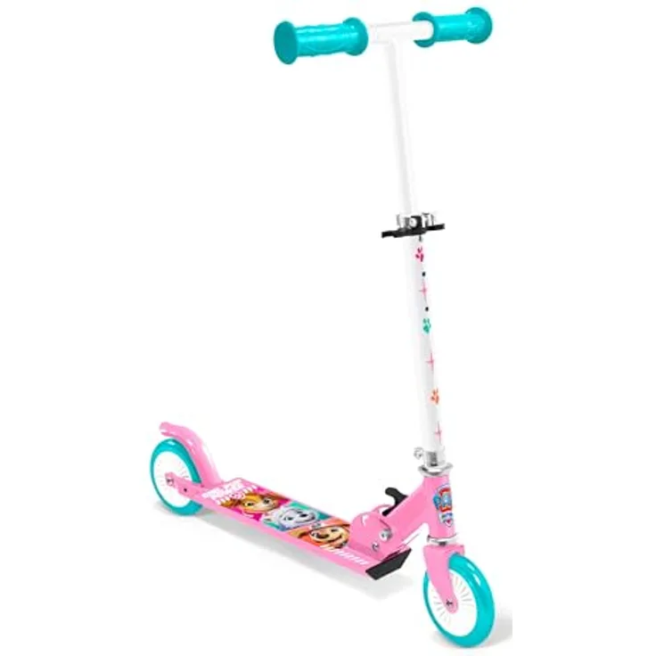 Stamp Zweirad-Roller Paw Patrol, leichter Aluminium-Scooter mit rutschfestem Trittbrett, höhenverstellbarem Lenker und 120 mm Rädern, rosa