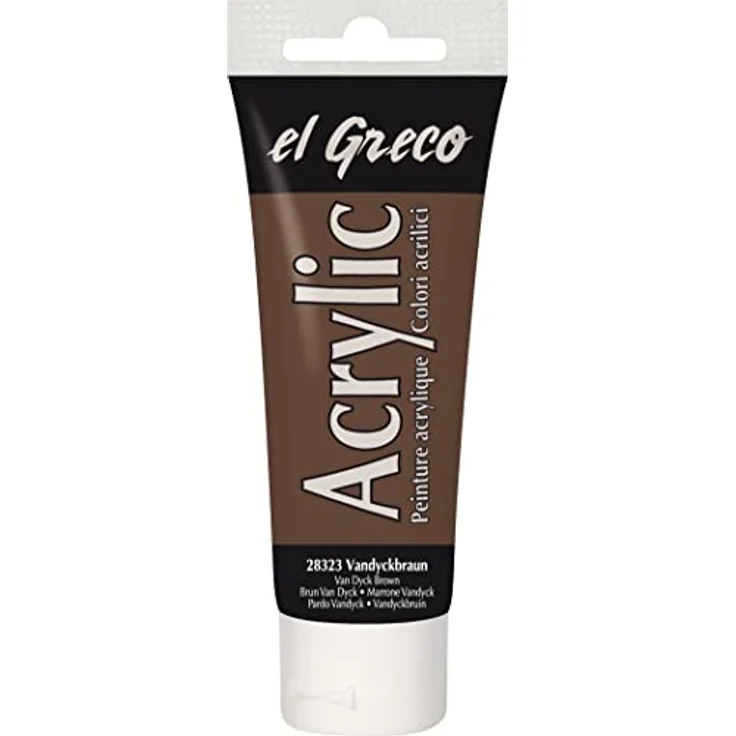 KREUL El Greco Acrylic, 75 ml Tube Vandyckbraun, hochpigmentierte Acrylfarbe in Studienqualität, buttrig vermalbar für pastose Malerei – Bild 1