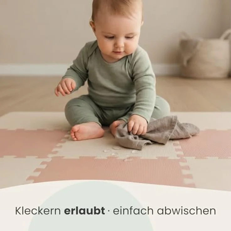 LittleTom Puzzlematte für Kinder, 18-teiliges Set in Pastellfarben, TÜV-geprüfte Spielmatte 30x30 cm, anti-allergen, wasserfest und abwaschbar für drinnen und draußen – Bild 5