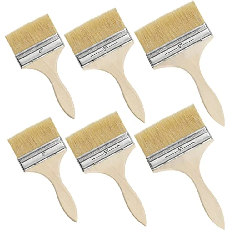 Kurtzy Wiederverwendbares Pinsel Set (6 STK), 3 Größen (10,16 - 15,24 cm), Multi-Pinsel für Lacke, Farben, Klebstoffe, Gesso und Beizen – Bild 1