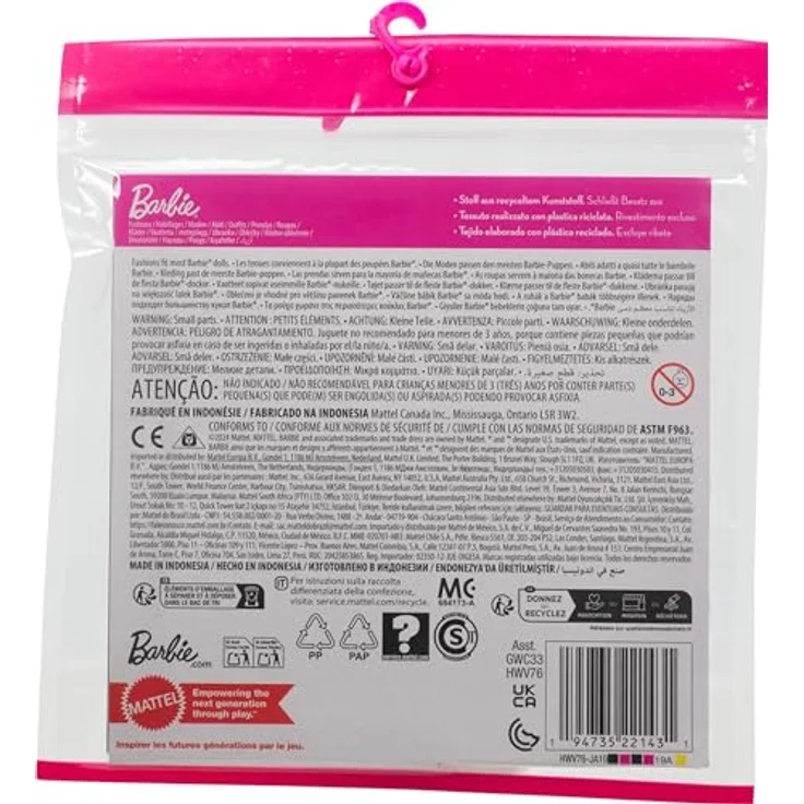 Barbie Fashions 2er-Pack Braut Mode, Satin-Hochzeitskleid in Weiß mit rosa Akzenten und Zubehör – Bild 3