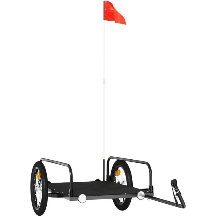 vidaXL Fahrradlastenanhänger Schwarz 126x63x34 cm Eisen mit 45 kg Tragkraft und Sicherheitsflagge – Bild 1
