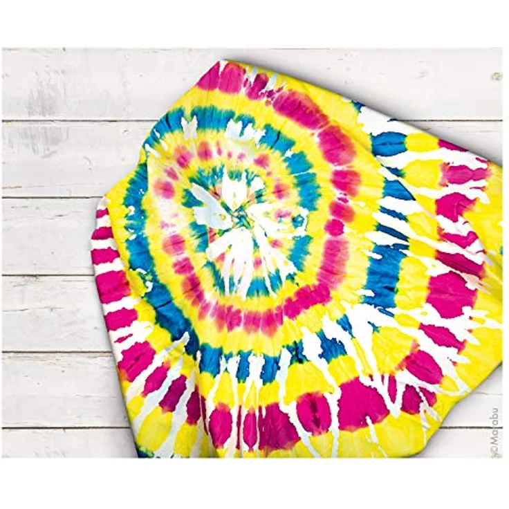 Marabu 1719000000094 - Fashion Spray, Tie Dye, Set Textilsprühfarbe auf Wasserbasis, für helle Textilien, einfache Fixierung, waschbeständig bis 40°C, 3 x 100 ml in himbeere, zitron und marineblau – Bild 5