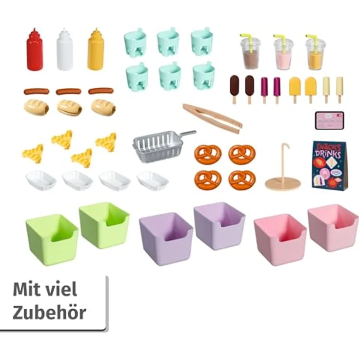 BABY Born Snack Shop, Essensstand für Puppen mit Soundeffekten, 25 verschiedene Fastfood-Snacks, Zubehör inklusive Grillzange und Frittierkorb, 39 x 20 x 27 cm, 835883 Zapf Creation – Bild 5