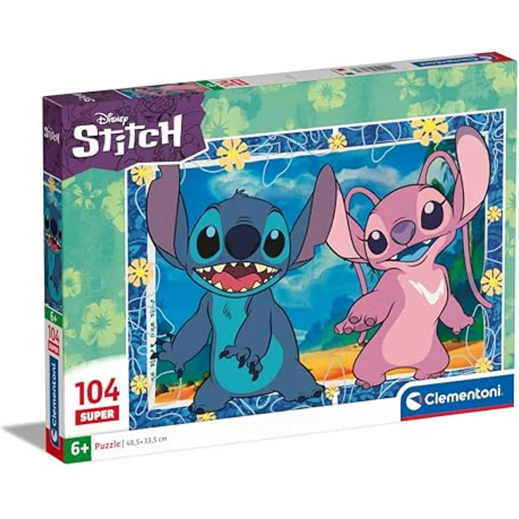 Clementoni Disney Stitch Puzzle 27573, 104 Super-Teile für Kinder ab 6 Jahren, buntes Puzzle mit besonderer Leuchtkraft, 48.5 x 33.5 cm – Bild 1