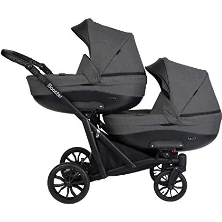 Kunert BOOSTER 3in1 2in1 Zwillingskinderwagen Komplettset in Graphit, mit Babywanne, Sportaufsatz und Babyschale – Bild 2