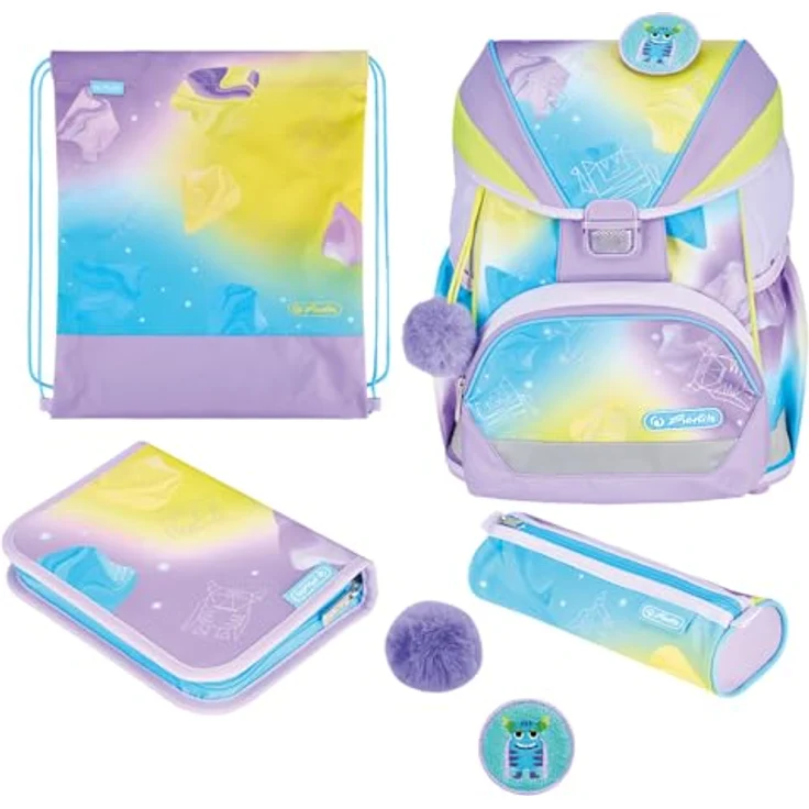 Herlitz Little Monster Ultralight XL, Ergonomischer Schulranzen Set 6-teilig für 1. Klasse, 22 L, Wasserabweisend, inkl. Etui und Sportbeutel – Bild 1