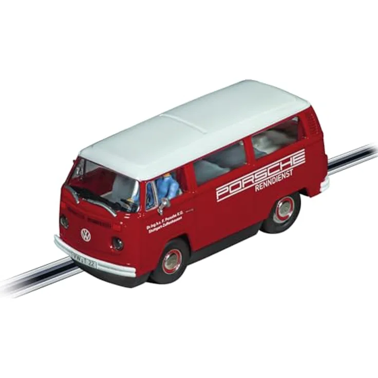 Carrera Evolution VW Bus T2b Porsche Renndienst 1:32 Detailgetreue Nachbildung Front & Rücklichter Porsche Liebhaber Rennbahn Action