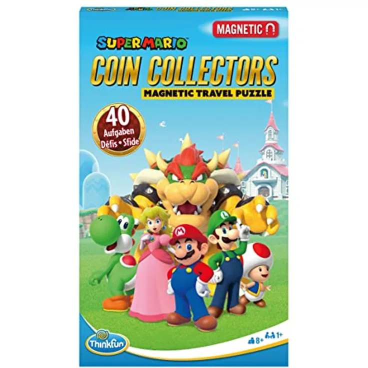 ThinkFun - 76547 Super Mario Coin Collectors - Das magnetische Reise-Knobelspiel. Perfekt für die Reise und als Geschenk! Ein Logikspiel nicht nur für Super Mario Fans.