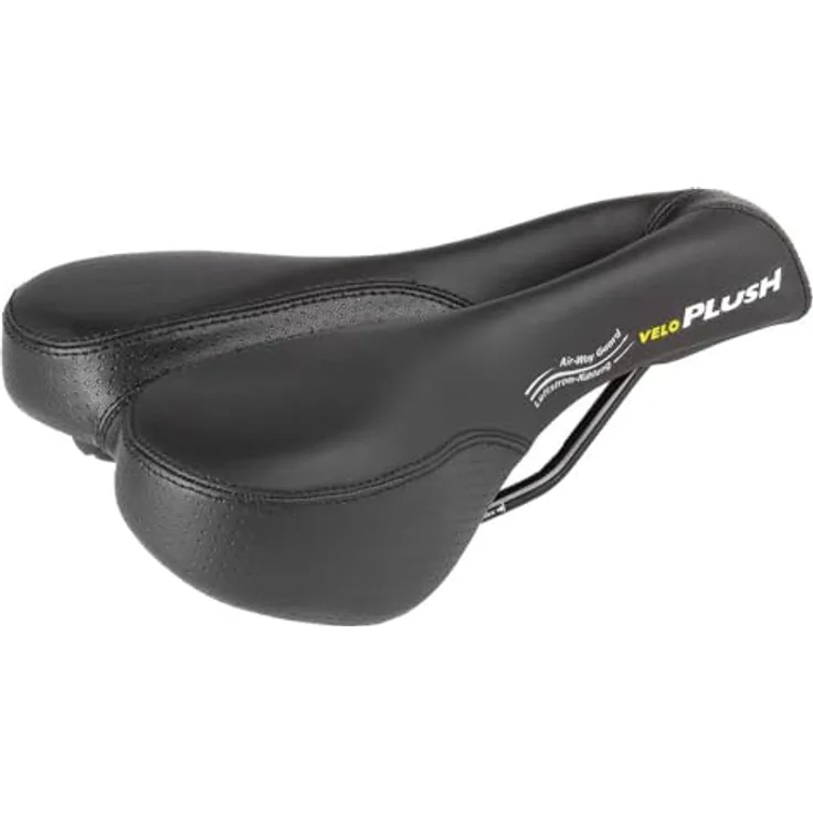 Velo Basic Deep Channel Touringsattel, Fahrradsattel, Damensattel, Sattel für Frauen, O-Zone Full Cut, ARC-TECH stoßabsorbierende Gestellfederung, stabile 2-Komponentenschale, 262x155mm, schwarz