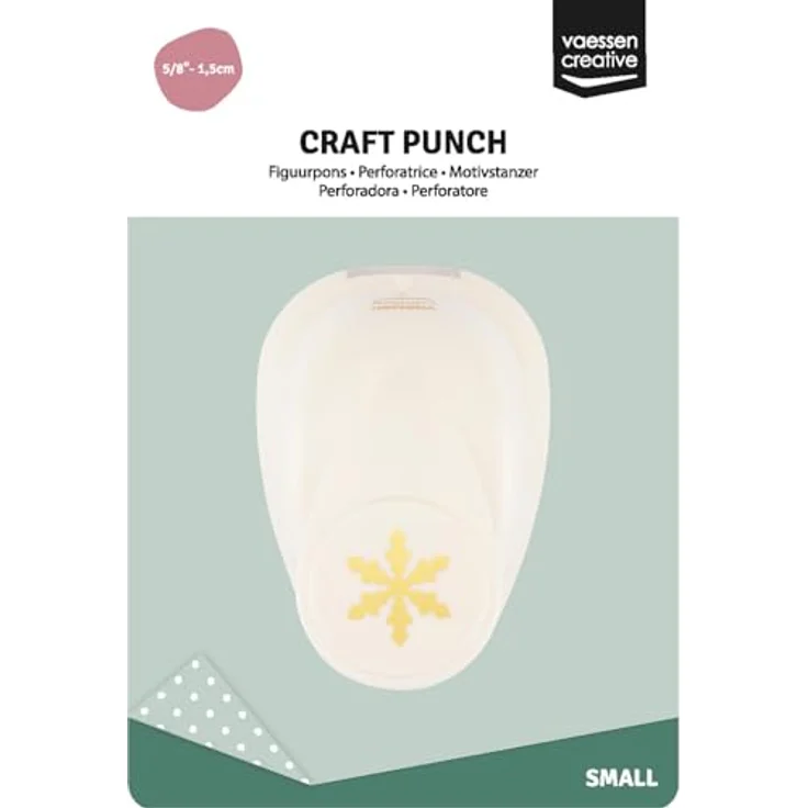 Vaessen Creative Motivstanzer Schneeflocken, 1.4 x 1.6 cm, für Bastelpapier und Scrapbooking, Weiß-gold – Bild 4