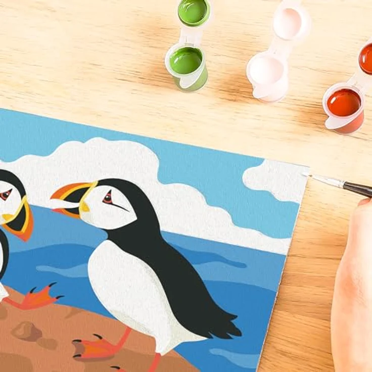 Ravensburger Malen nach Zahlen CreArt Papageientaucher, Malset mit 15 Acrylfarben für Kinder ab 9 Jahren, Made in Europe – Bild 7