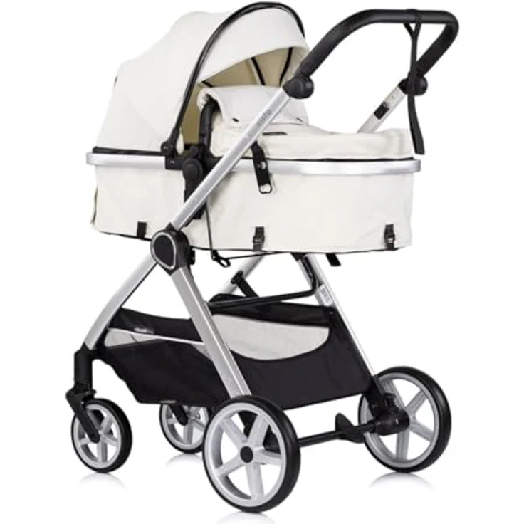 Chipolino Kombikinderwagen 2 in 1 Vista, Wickeltasche, Fußabdeckung, verstellbares Sonnendach, weiß – Bild 2