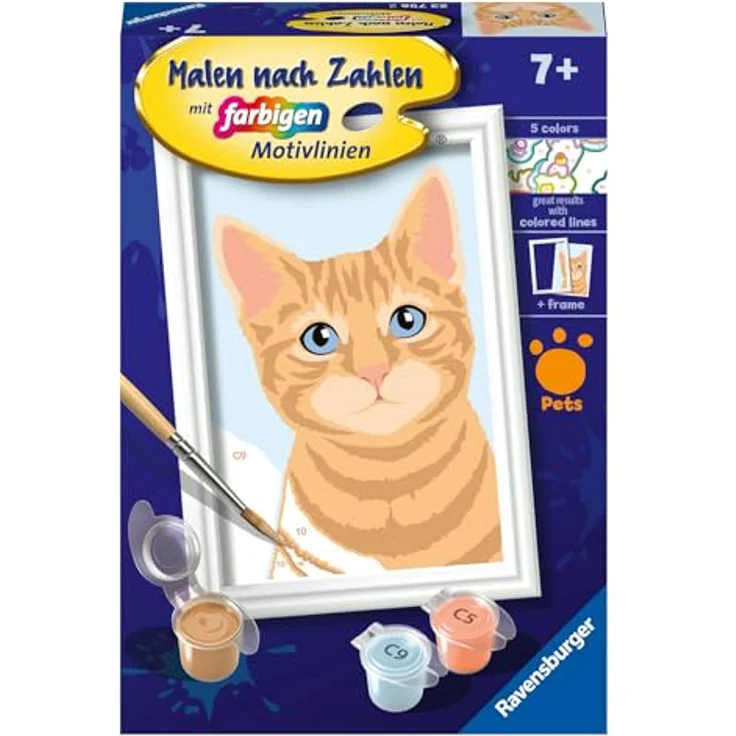 Ravensburger Malen nach Zahlen 23756 - Niedliche Katze - Kinder ab 7 Jahren – Bild 1